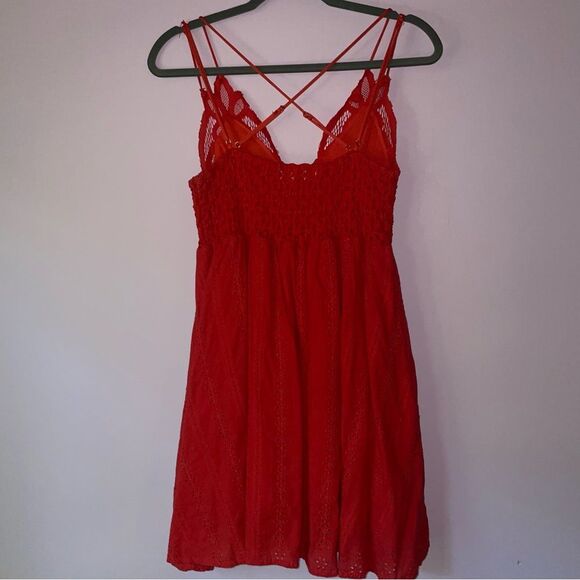 Impressions Lace Bralette Mini Dress Women M Babydoll Romantic Fairy Boho Eyelet - Picture 7 of 9